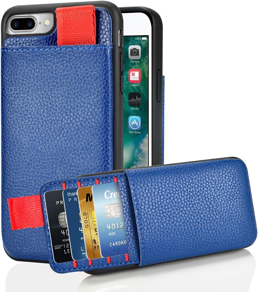 LAMEEKU iPhone 8 Plus Wallet Case, iPhone 7 Plus Wallet Case, Shockproof Leather Cases with Credit Card Holder Slot, Protective Cover for Apple iPhone 7 Plus / 8 Plus 5.5" - Navy Blue