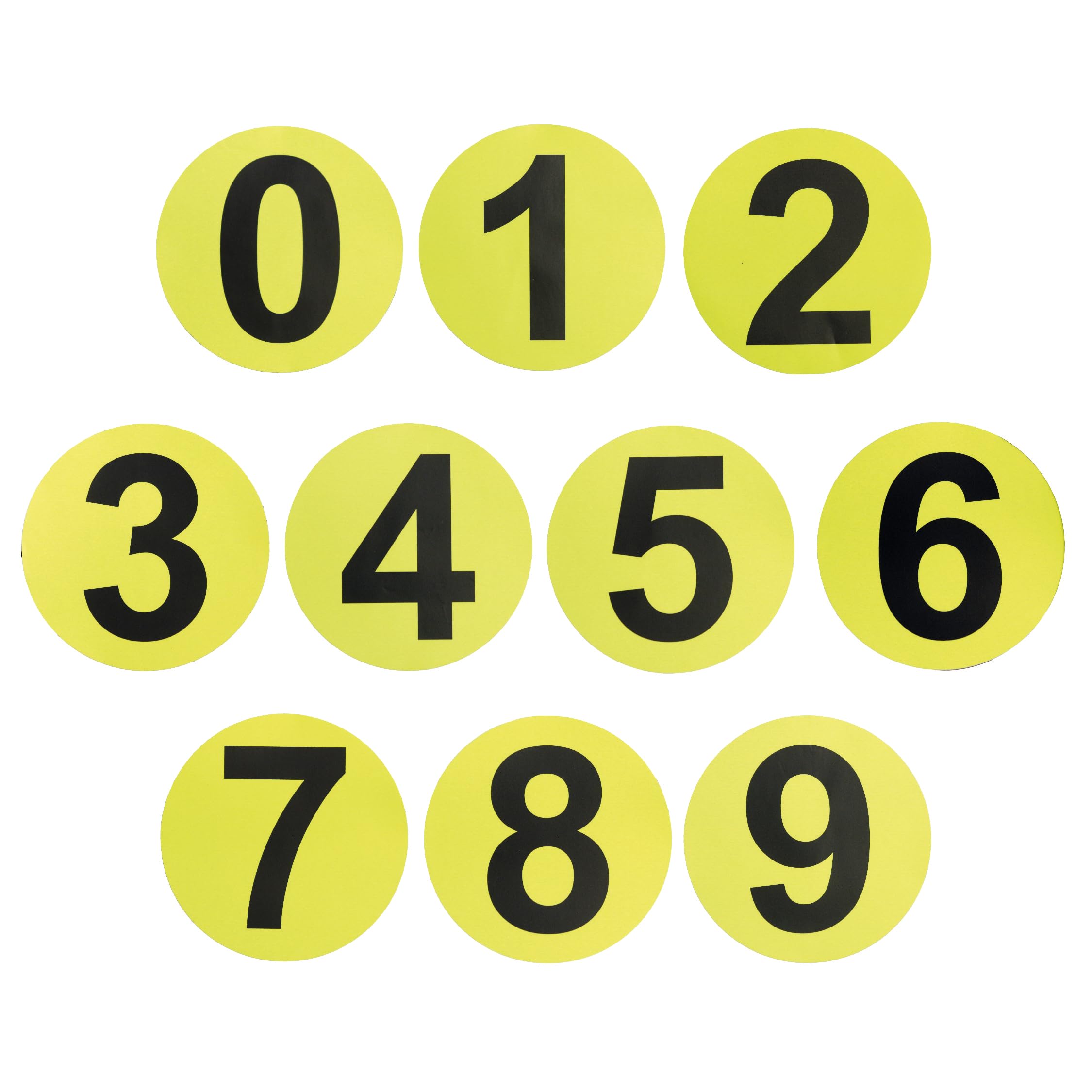 Warehouse Number Floor Marker Stickers - Pack of 10-190 x 190mm Circles - Anti-Slip Decals Perfect for Racking Identification (Numbers 0-9)