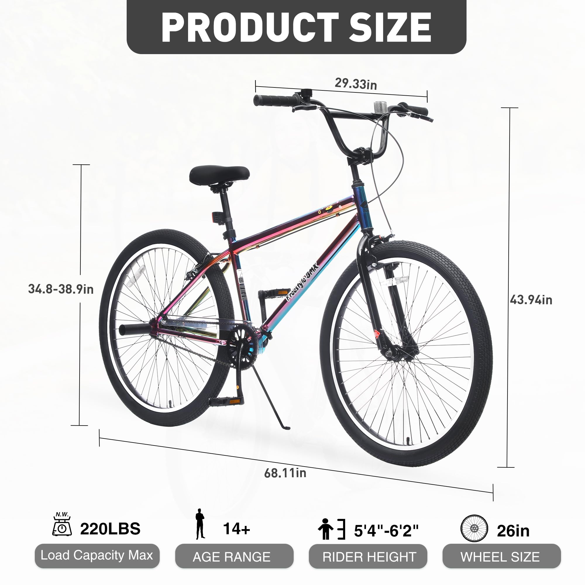 Amazon.com : MEGHNA 26 inch BMX Bike Single Speed Unique BMX Style