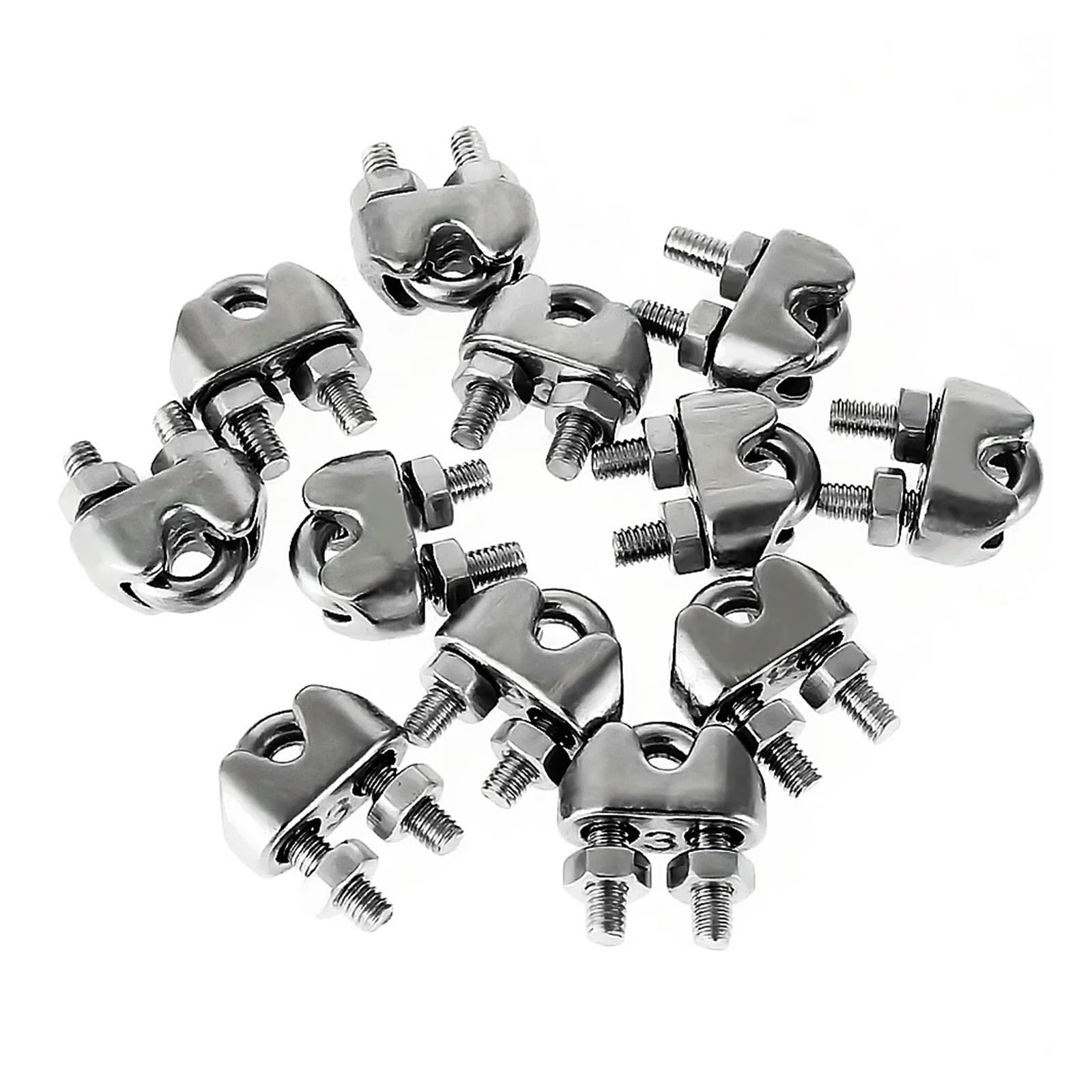 Abrazaderas de Cable en Forma de U Impermeables de 5 a 10 Piezas, Clips de fijación de Cable de Acero Inoxidable, Accesorios de sujeción de Eslinga(M8x10pcs)
