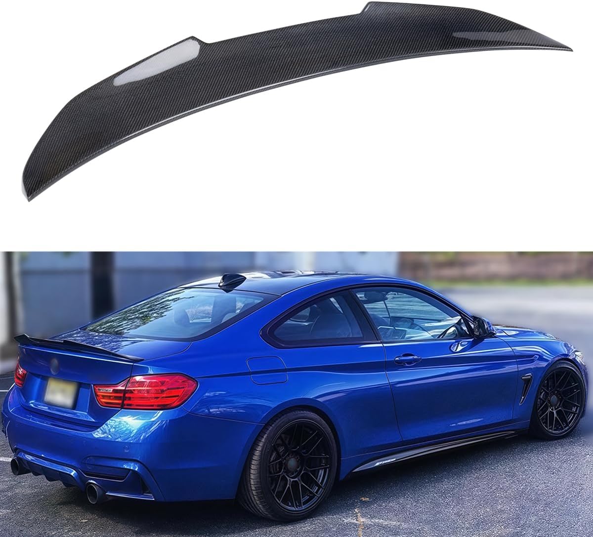 Real Carbon Fiber Rear Spoiler Compatible with 2013-2020 BMW 4-Series F32 Coupe, PSM Style High Kick Duckbill Fits for 420i 428i 430i 435i 440i, Trunk Tail Deck Lid Wing Lip Man Gift