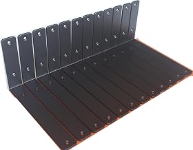 20 Pack - L 11" x H 6" x W1.5, 5mm Thick Black L Shelf Bracket, Iron Shelf Brackets, Metal Shelf Brackets, Floating Shelf, Shelf Supports with Screws