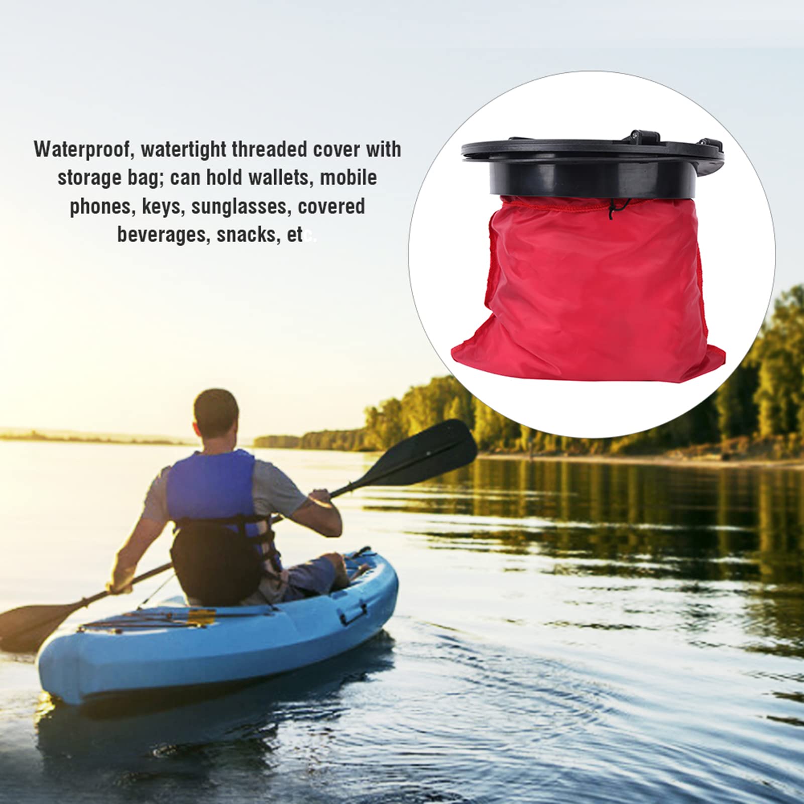 Topyond 9IN Standard Round Canoeing Compartment Cover Kit, Lightweight, Sturdy Accessory for Fishing Boat and Canoeing, Impact ABS Plastic Access Cover