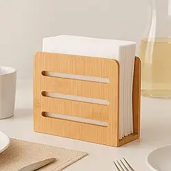 PORTA GUARDANAPO EM BAMBU VASADO 14x12x6,8 cm