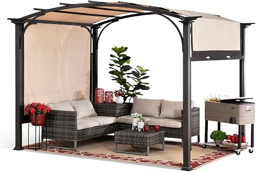 Sunjoy Outdoor Pergola 9.5 x 11 ft. Steel Arched Pergola