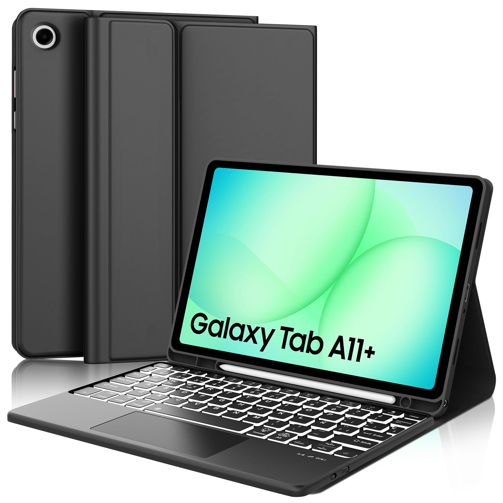 FOGARI Teclado con Touchpad para Samsung Tab A11+/A11 Plus 11" 2025 | Español Ñ Teclado Retroiluminado Magnético Desmontable Bluetooth con Trackpad para Samsung Galaxy Tab A11+ Plus 11", Negro