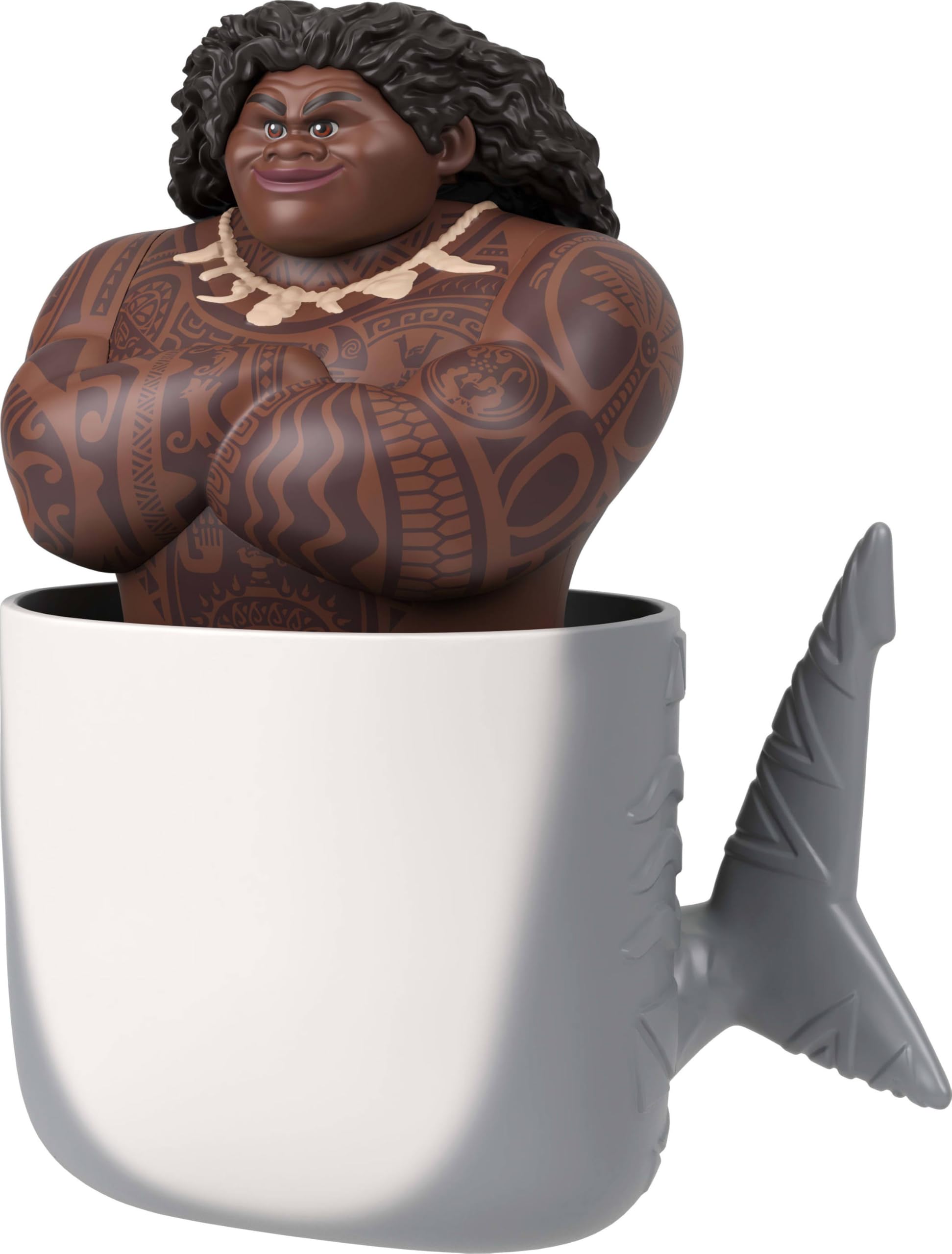 Mattel Disney Moana Toys Maui mała lalka ze strojem zmieniającego rekina i akcesorium na haczyk na ryby, zmieniający kształt inspirowany filmem