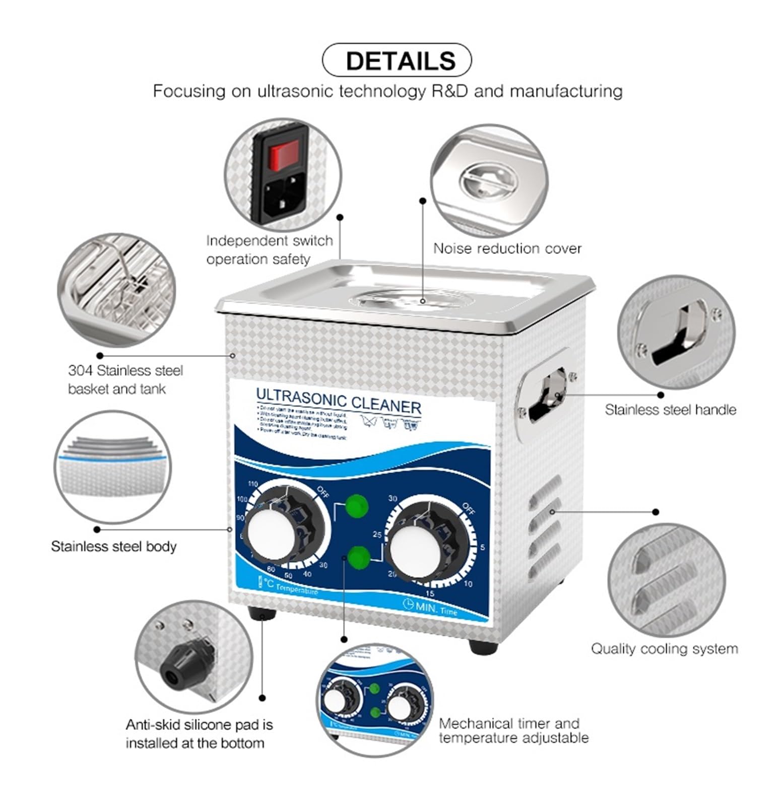Limpiador Ultrasónico De Joyería De 1,3 L, 120W, 40khz, For Piezas De Repuesto For El Hogar, Inyector De Óxido De Aceite, Bujía De Boquilla De Combustible Más rápido