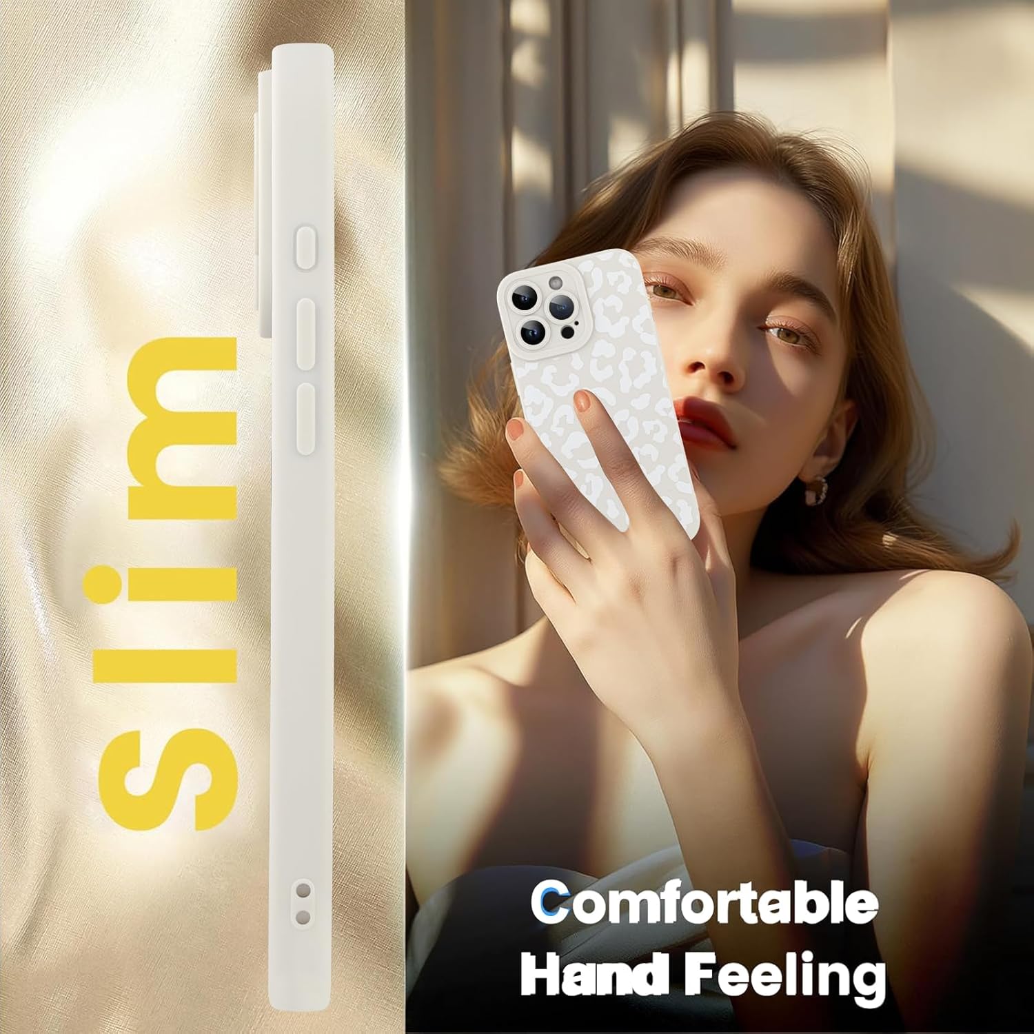 TEAUGHT Compatible with iPhone 15 Pro Max Case Cute Pattern White Leopard Print Cheetah Shockproof Silicone Phone Cover for Girls Women -White - Image 5