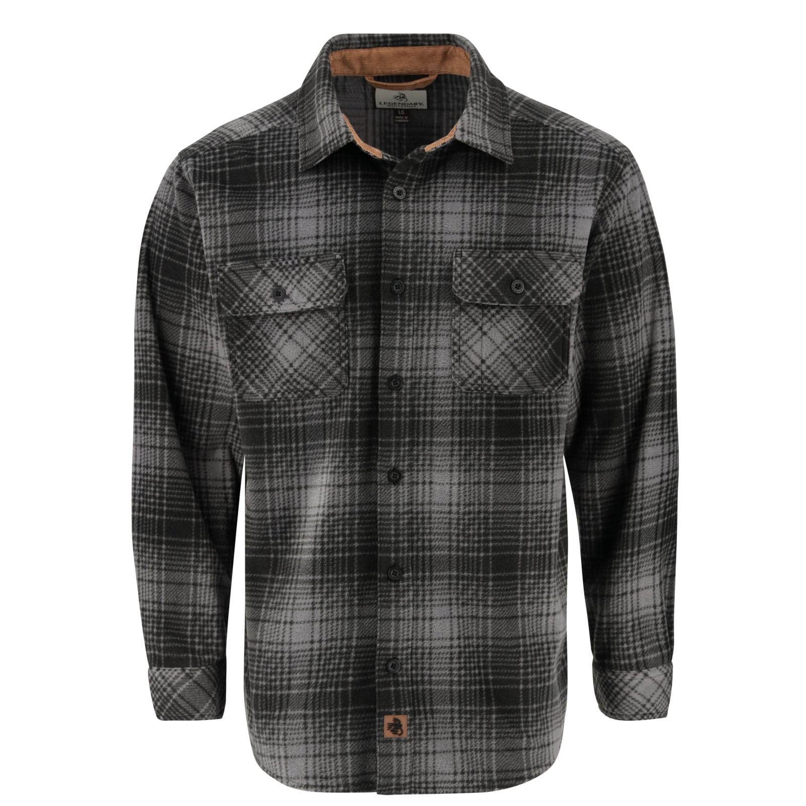 Legendary Whitetails Men's Navigator Fleece Button Up Shirt, True Night Plaid, Large