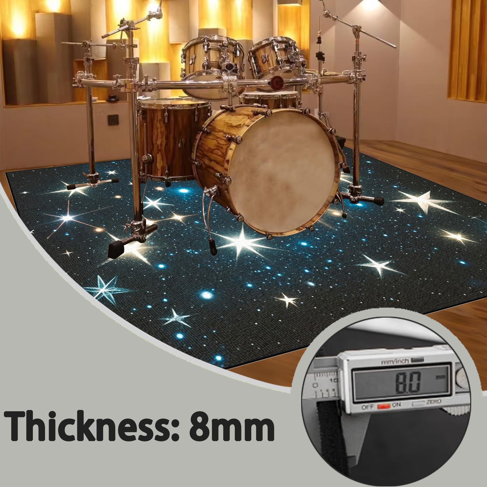 180 x 160 cm, dywan perkusyjny, dywan do perkusji, izolacja akustyczna, profesjonalny elektroniczny zestaw do perkusji jazzowej, perkusji basowej, werbla i innych instrumentów