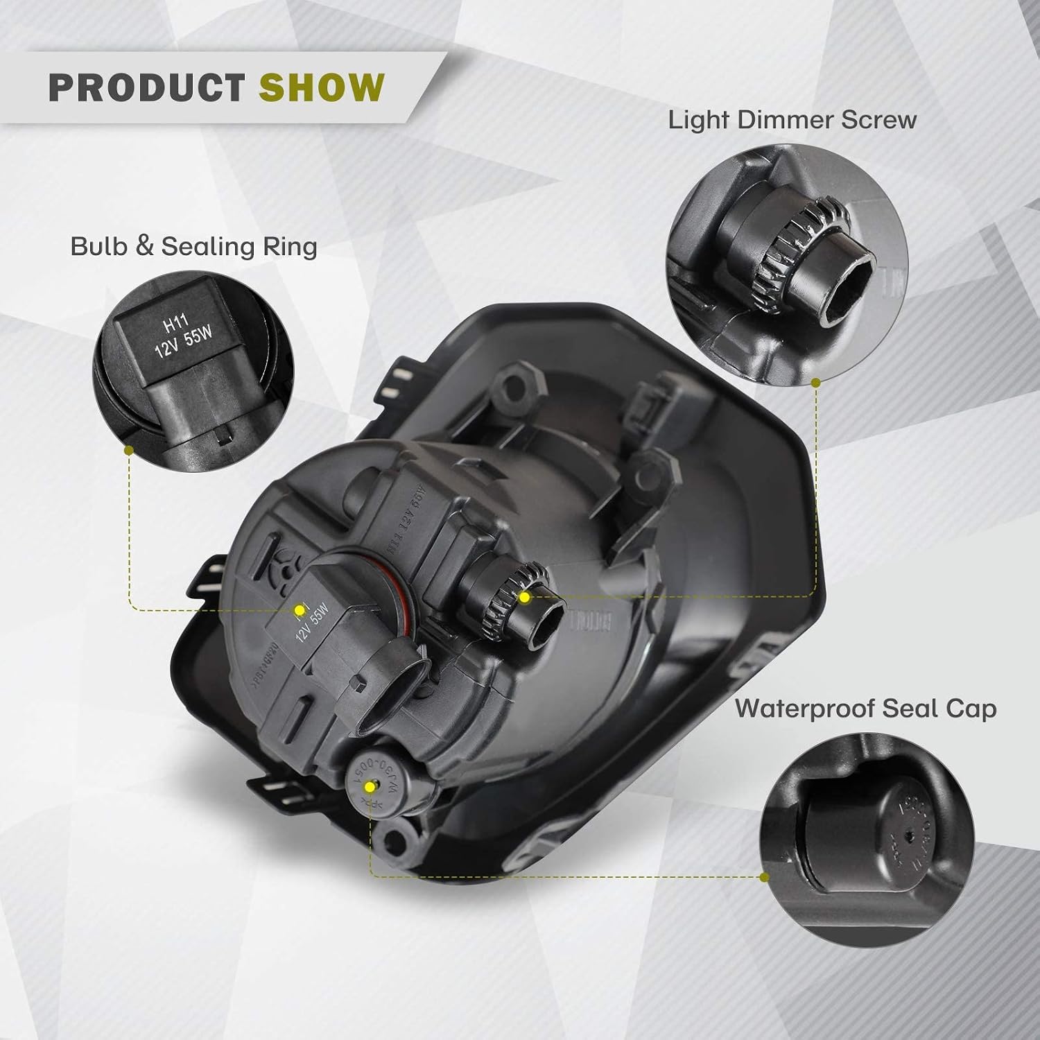 Winjet Fog Lights Assembly for 2016 2017 2018 2019 2020 2021 2022 Toyota Tacoma SR/SR5 Switch & Wiring kit included Amber Yellow Lens