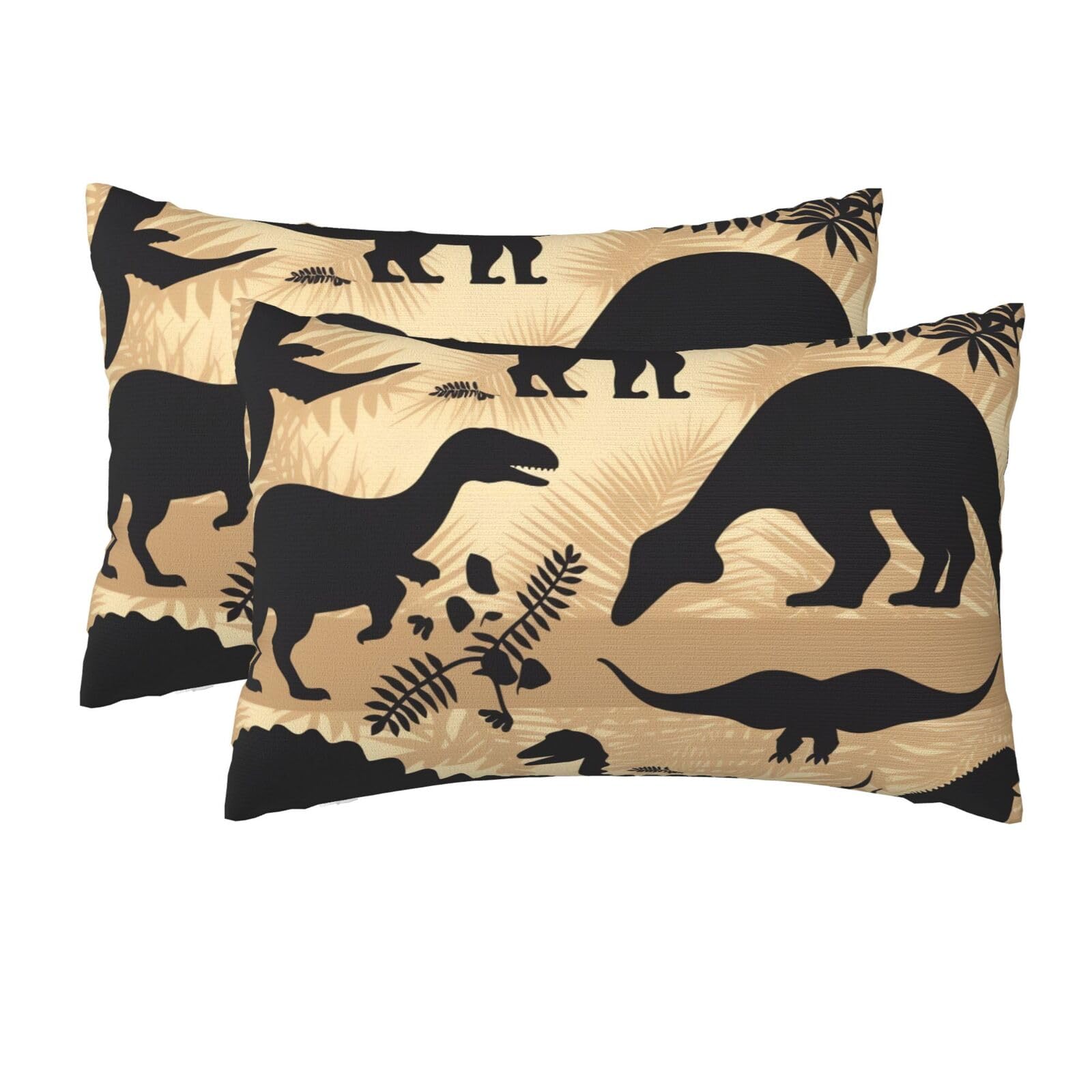 2 Pack Queen Size Pillow Cases for Hair and Skin Soft Breathable Pillow Case Covers with Hidden Zipper Dinosaur Silhouette Pillowcase 20x30 Inches Pillow Cover for Sleeping Gift