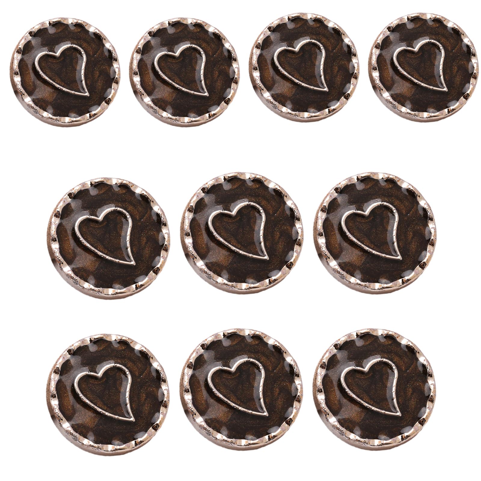 ZWWAAZHF 10Pcs Sewing Craft Button Round Metal Button with Hole for Sewing Craft Coat Clothes Decoration Knitting Dressmaking Heart for