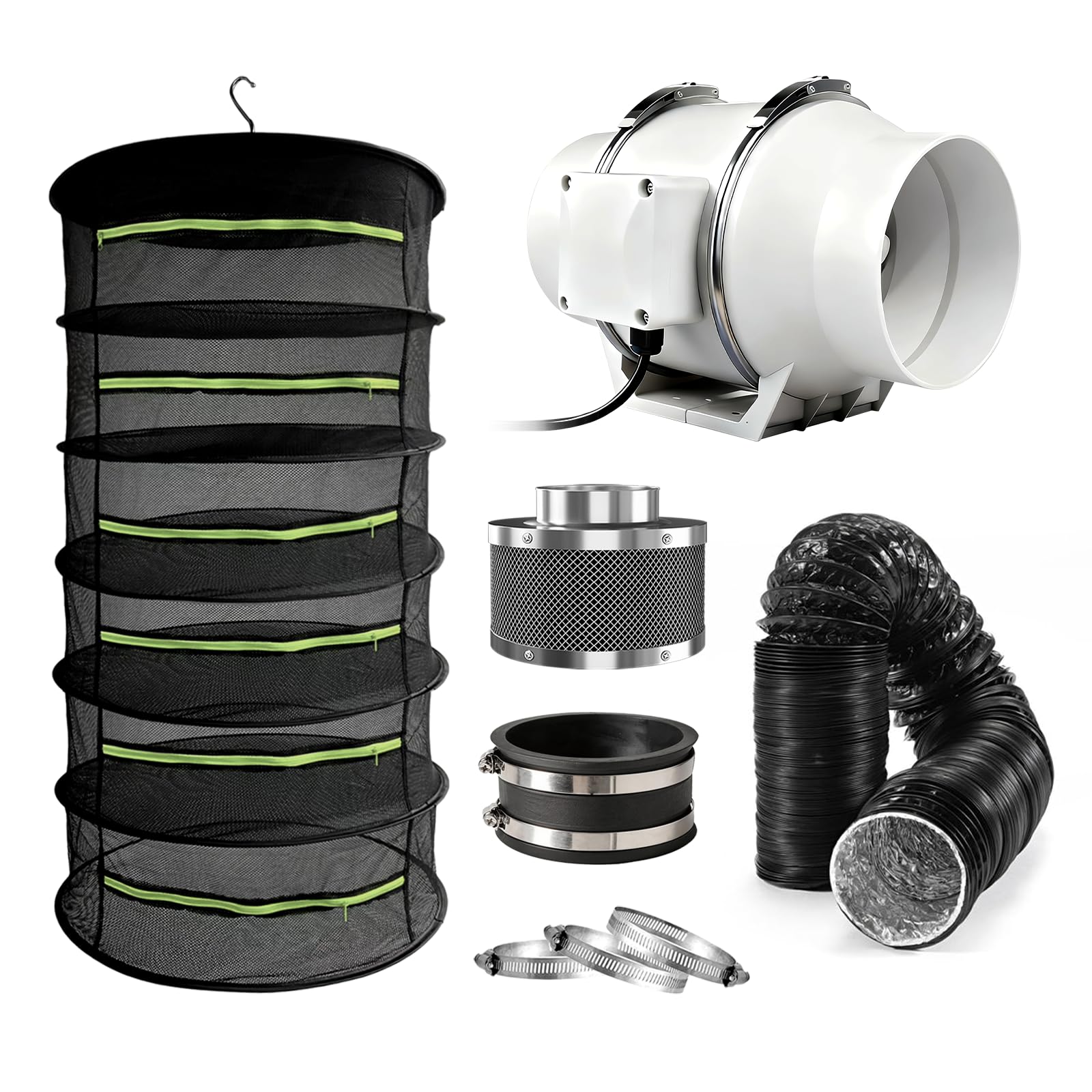 Ventilateur tubulaire 100 mm avec filtre charbon et kit extraction complet