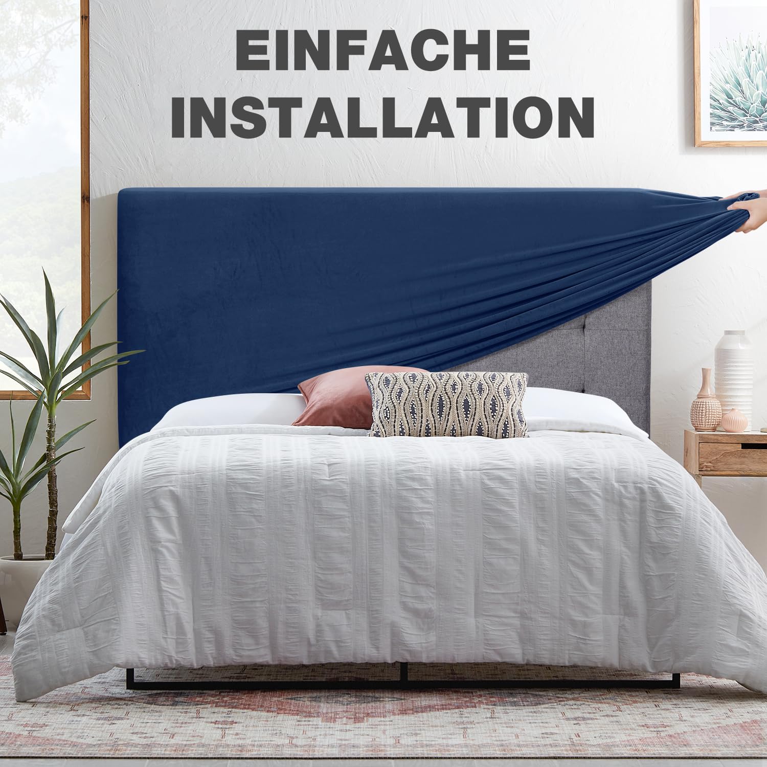Smingm Copri Testata Letto Matrimoniale Elastica Fodera Protezione Testata Elastico All-inclusive Coperchio Europeo Soft Cover Lavabile Cover Testata