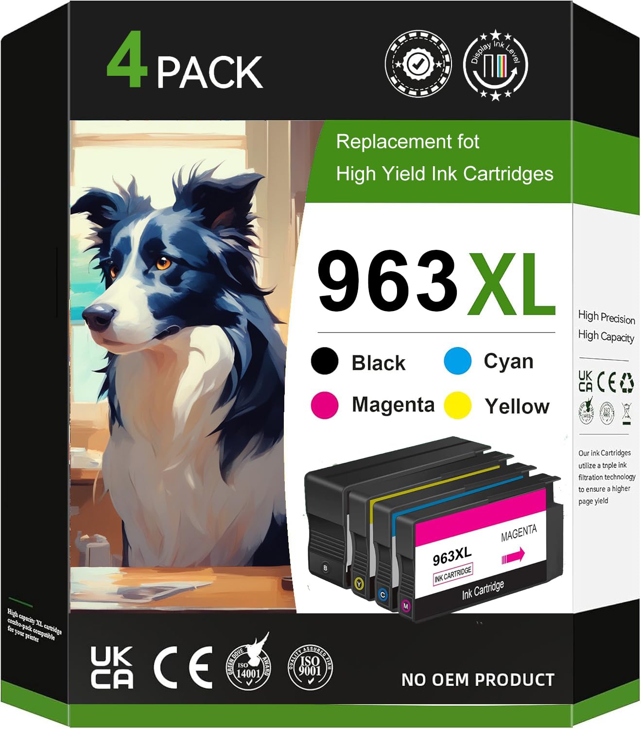 KERFOINK 963xl Multipack Patronen Kompatibel für hp 963 963XL druckerpatronen für hp Officejet Pro 9010 9012 9013 9014 9015 9016 9018 9019 9020 9022 9023 9025 9026 (‎‎‎‎‎‎‎4er-Pack)