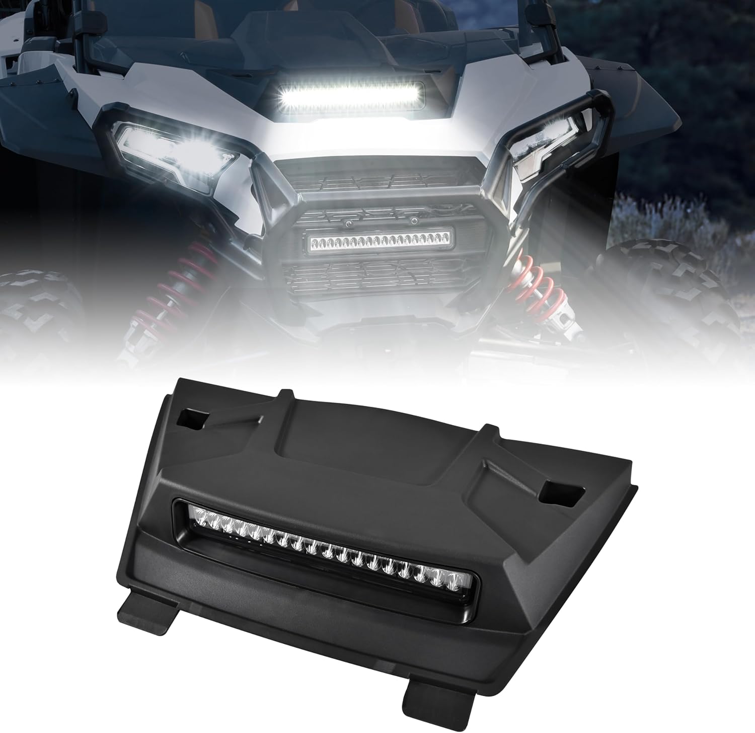 LED Turbo Hood Scoop Compatible with 2024 2025 Polaris RZR XP 1000/ XP 4 1000 Accessories, Sport Hood Scoop Replacement Air Intake Kit PP Material Impact Resistant RZR Hood Accessories