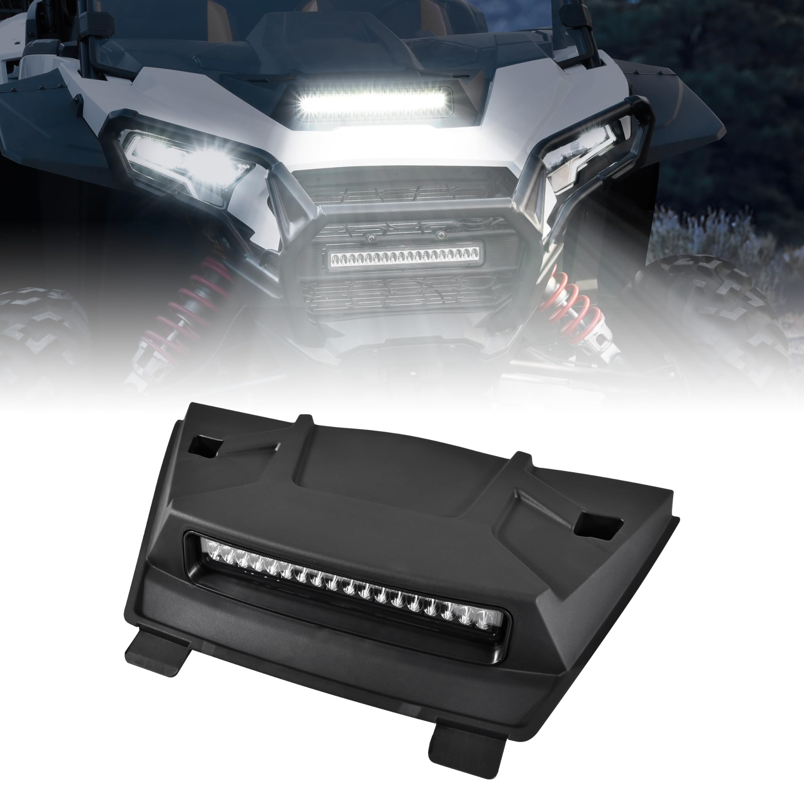 POKIAUTO LED Turbo Hood Scoop Compatible with 2024 2025 Polaris RZR XP 1000/ XP 4 1000 Accessories, Sport Hood Scoop Replacement Air Intake Kit PP Material Impact Resistant RZR Hood Accessories