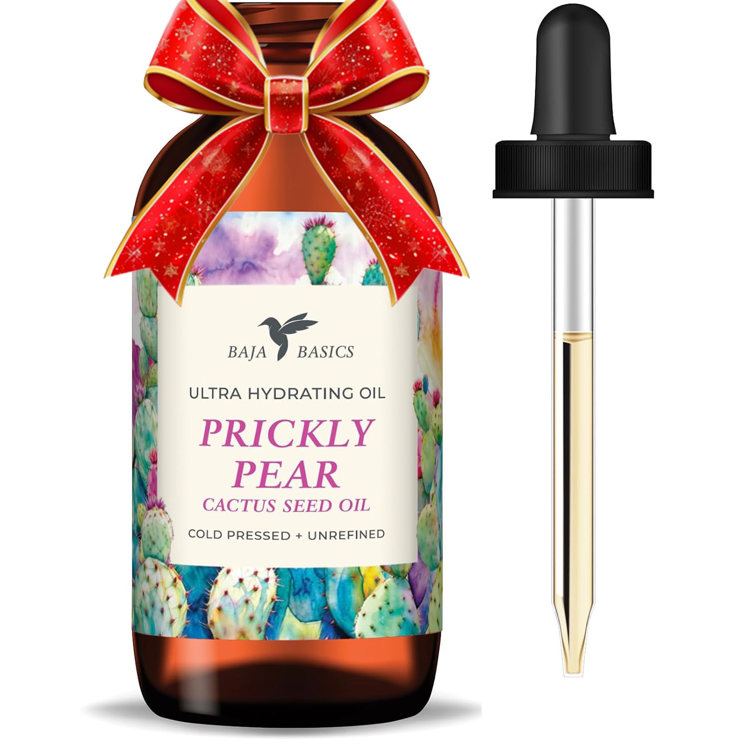 Baja Basics Prickly Pear Seed Oil Cold Pressed, Pure, Unrefined Moisturizer for Skin, Face, Body, Nails and Hair - Multi-Purpose Beauty Product For Men and Women - 1 oz Bottle