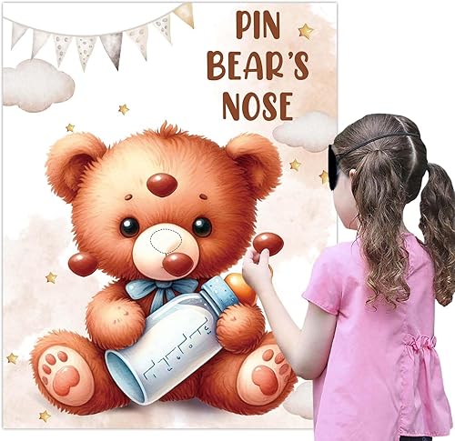 Miniatura 9 de Suministros de fiesta de circo, pin the narices en el payaso, decoración de juegos de fiesta de payaso de circo, póster grande con 24 calcomanías de