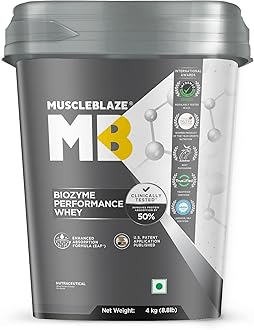 Biozyme Performance Whey Protein Powder, Rich Chocolate (4kg / 8.8lbs) | 25g Protein Per Scoop | Clinically Tested 50% Higher Protein Absorption