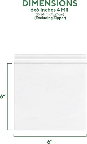 Vista 2 de Bolsas resistentes con cremallera de 6 x 6 pulgadas, 500 unidades, bolsas de plástico transparente con cierre de cremallera, bolsas de polietileno