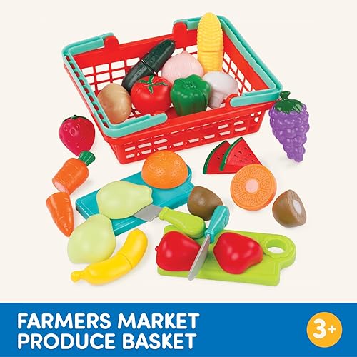 Miniatura 8 de Battat Juguete de comida para niños - Juguetes de cocina para juegos de rol de chef - Cesta de productos del mercado de agricultores - Fruta de