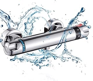 Thermostatic Shower Mixer Bar Round Wall Mounted Bath Shower Mixer Valve Anti Scald Tap Hot Cold Water Mixer Intelligent Constant Temperature Chrome Finished