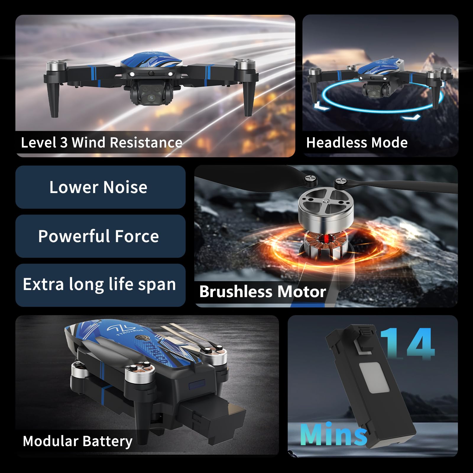 TTROARDS TT19LCD Drohne mit 4k Kamera für Erwachsene, FPV Drohne mit 2.8in LCD Bildschirm Berufstätige, Brushless Motor, 270°Hindernisvermeidung Höhenhaltung 3D Flip 5G RC Mini Quadcopter für Anfänger