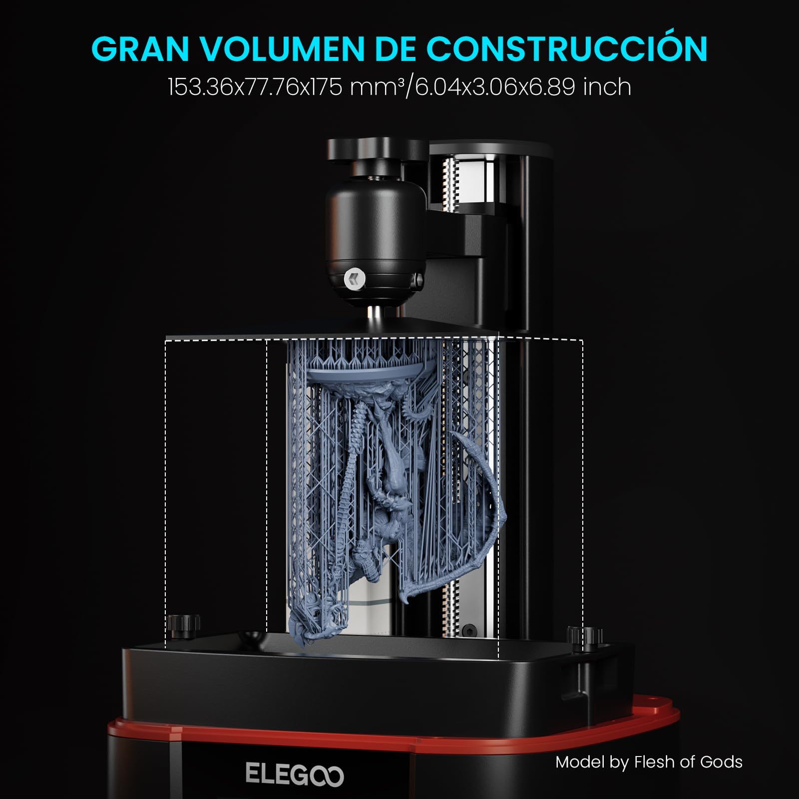 ELEGOO Mars 4 MSLA Impresora 3D Resina, 9K 7" Pantalla Mono LCD, con UI Interfaz Sencilla e Intuitiva, 3 Modos de Impresión Inteligente y Purificador de Aire,Tamaño de Impresión 153,36x77,76x175 mm³