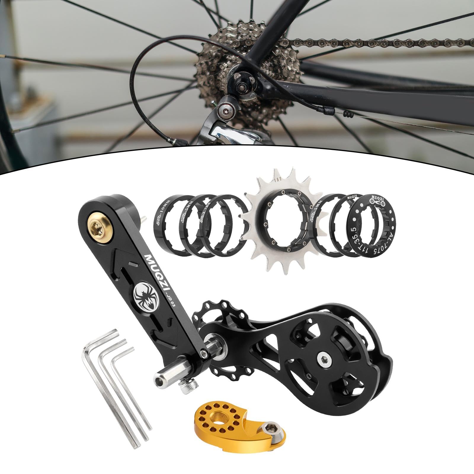 Kit de Conversión de Una Sola Velocidad para Bicicleta de Montaña, Tensor de Cadena, Repuestos de Aleación de Aluminio Y Acero Inoxidable, Regulador D