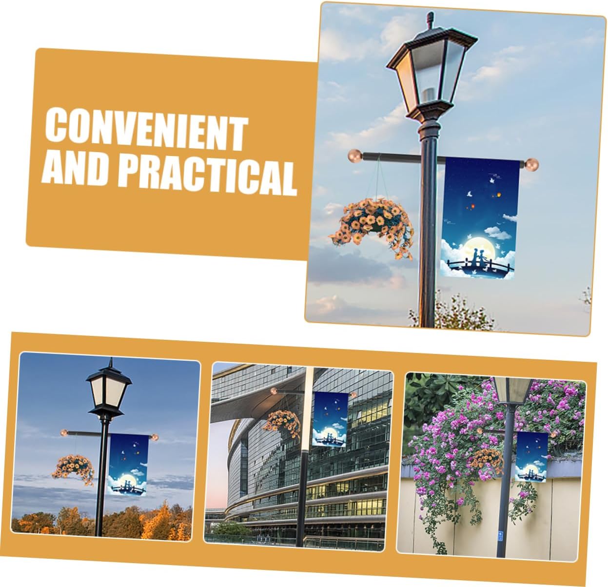 Lamp Post Cross Arm Ladder Frame Accessories for Flag Pole Street Lamp Post Handle Light Rod Flag Holder Garden Supply Crossing Pole Yard Accessory Metal Grab Bar Aluminum Alloy