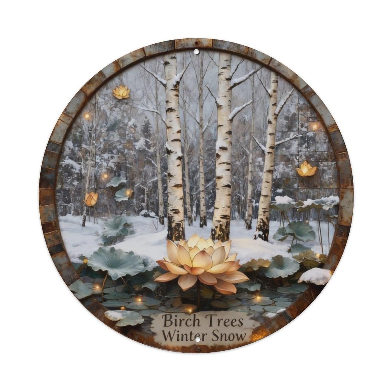 Birch Trees Winter Snow Metal Tin Sign Plaque