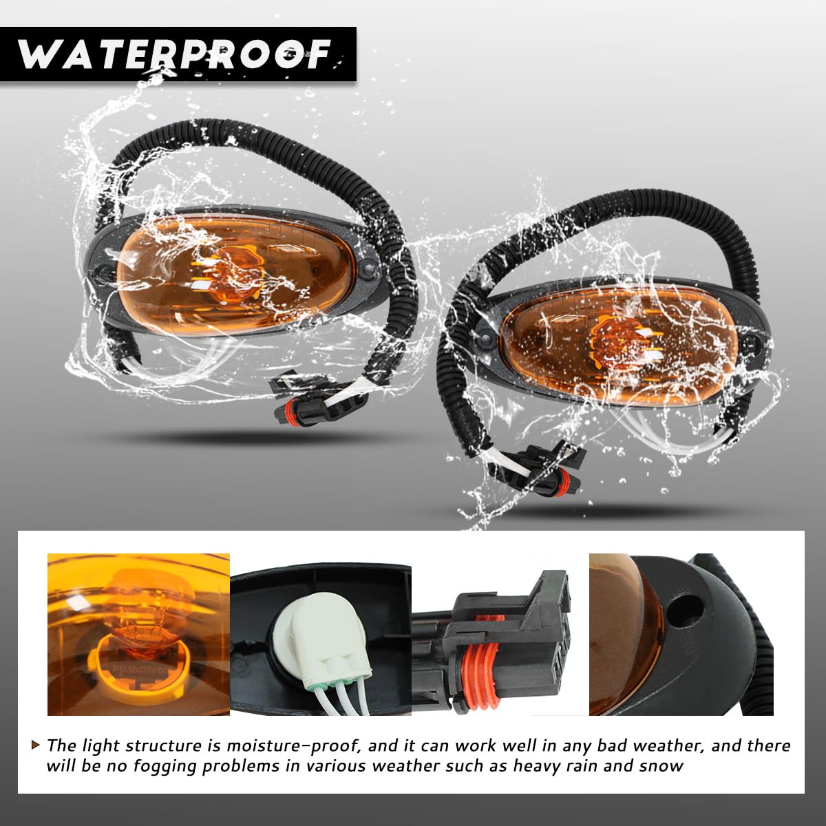 Side Turn Signal & Side Marker Light with Harness Fit for Freightliner Columbia and Century Truck With Wire harness