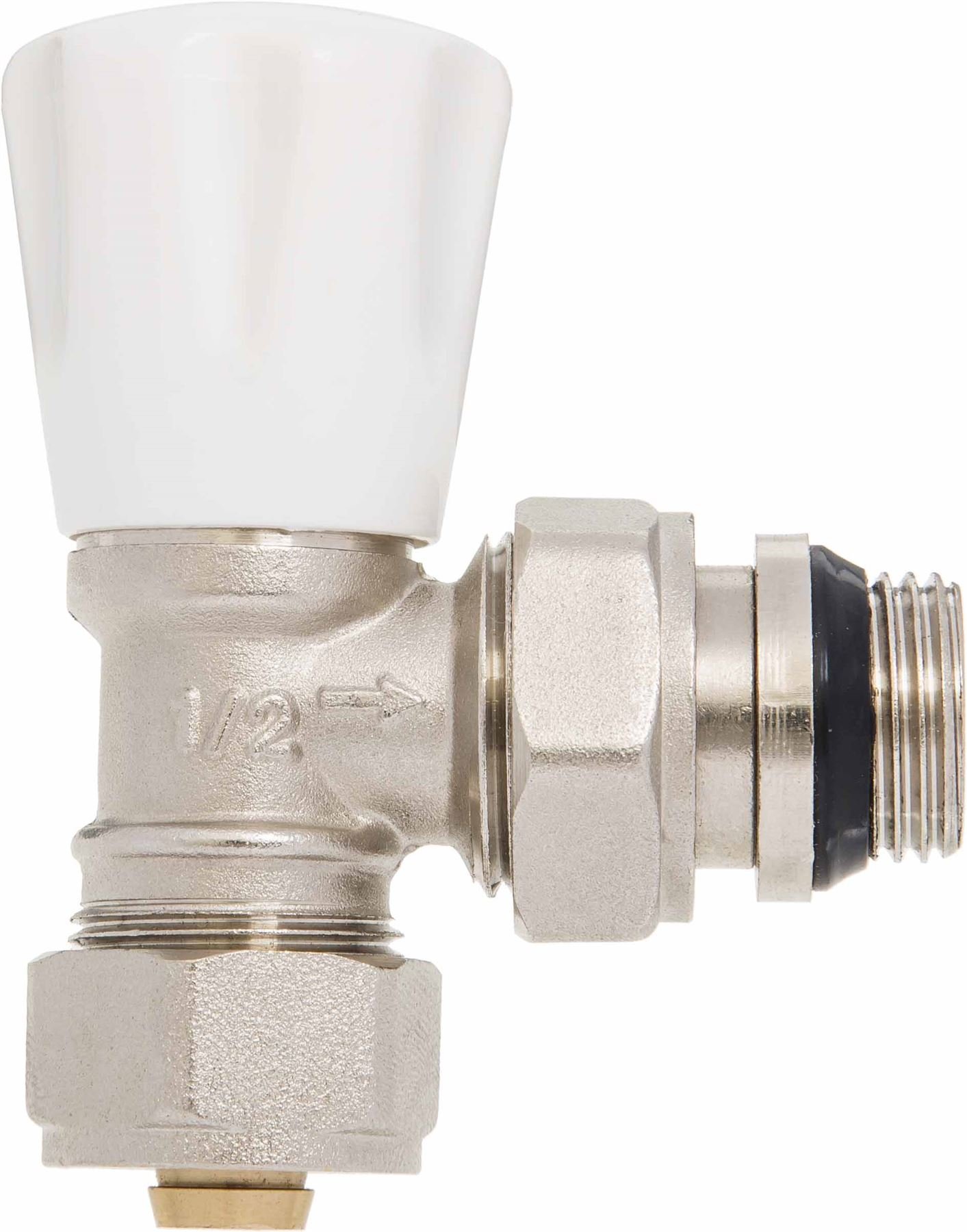 Invena Angled Manual Inlet Radiator Valve 16Mm Pex Compression Fittings X 1/2" Bsp