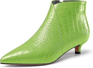 Womens Pointed Toe Low Kitten Heel Ankle Boots Short Bootie Zipper Office Dress Basic Classic 1.4 Inches Heels