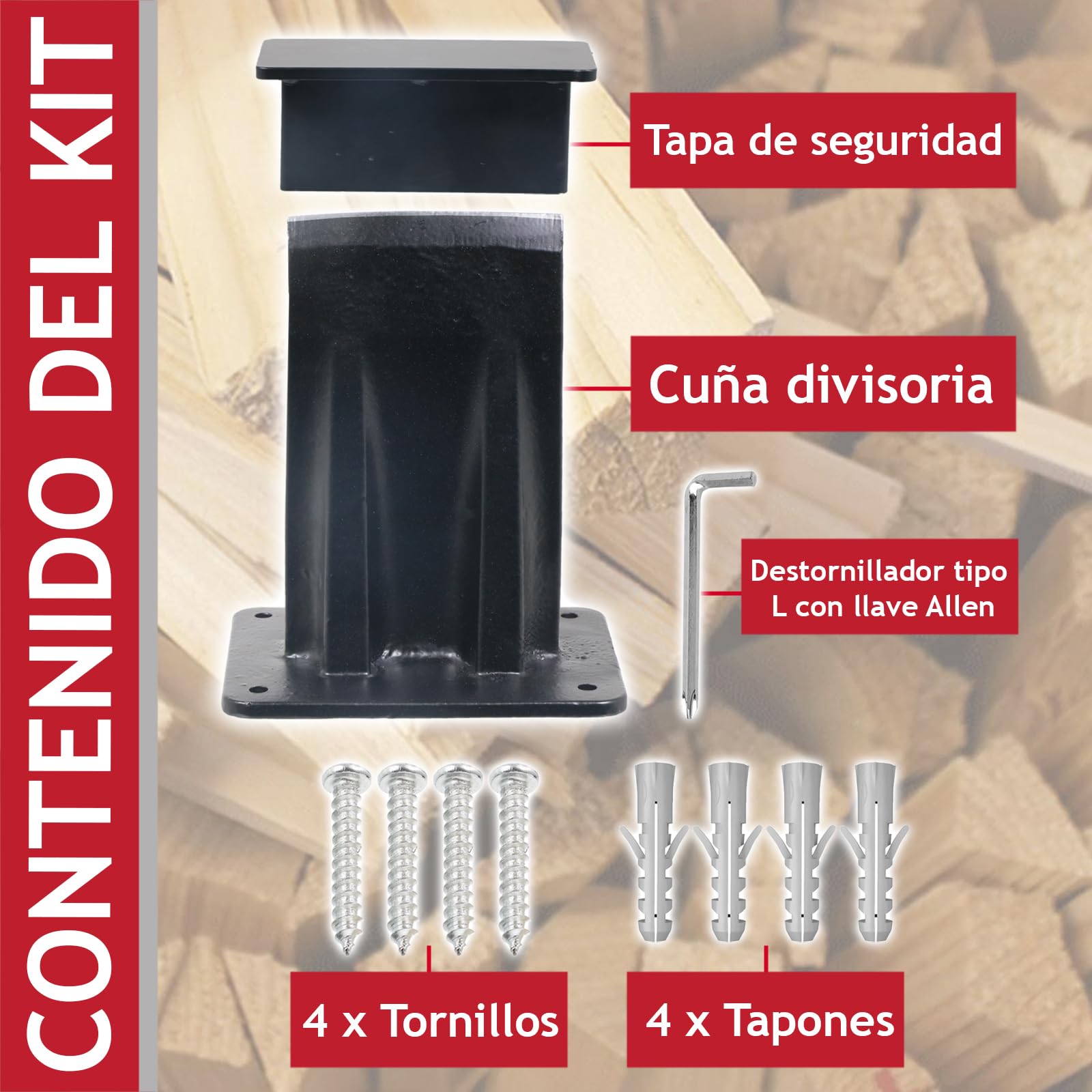 SPARES2GO Cuña para troncos, resistente, para partir leña, hacha y cincel (3 kg, grande)