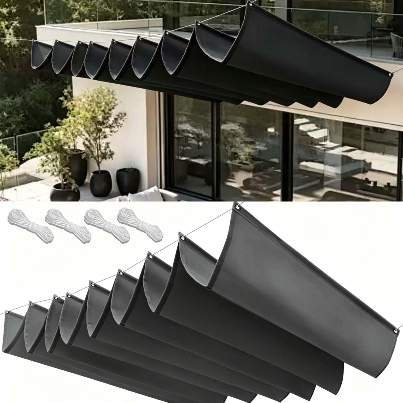 Wodoodporny Żagiel Przeciwsłoneczny 125x160cm Regulowany Na Zamówienie Żagiel Przeciwsłoneczny Typu Wave Z Oczkami I Sznurkiem Do Ogrodu Zewnętrznego, Patio, Trawnika, Ciemny szary