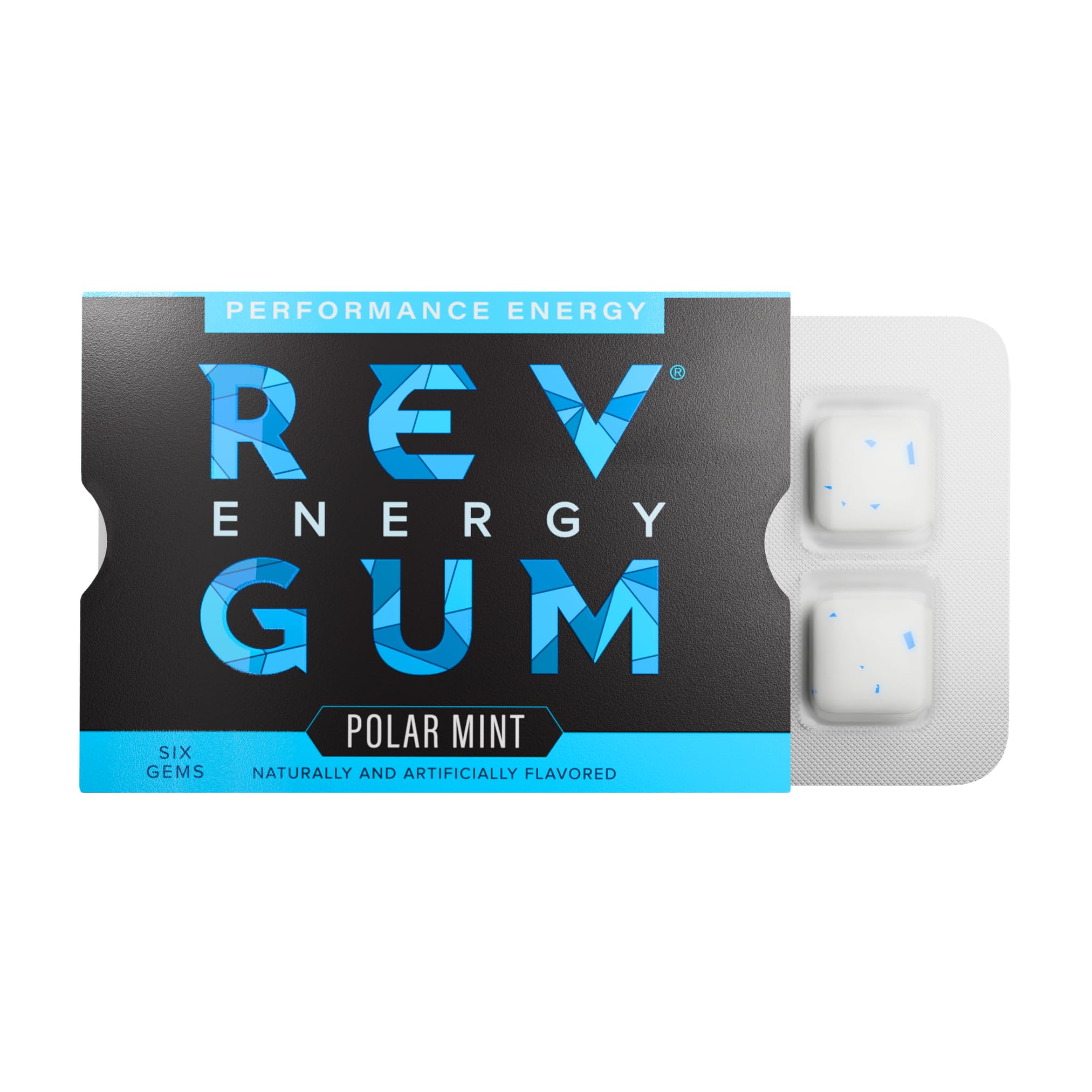 Rev Gum Caffeine Energy Gum Performance Energy 60mg of Caffeine per Gem Polar Mint Sugar Free Caffeine Gum