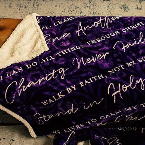 Miniatura 5 de Manta de forro polar Sherpa con frases inspiradoras para miembros de la iglesia SUD con palabras de fe LDS