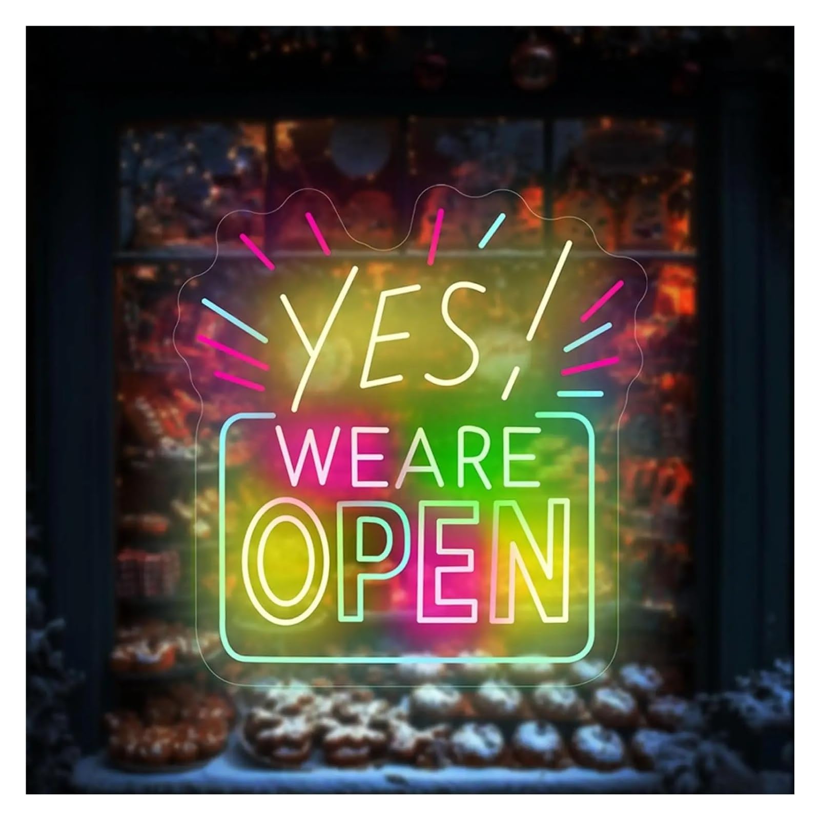 Luci al Neon Da Parete YES WE ARE OPEN Insegna al neon per vetrine di negozi Caffetteria Ristorante Bar Pubblicità aziendale 17.3x18.1in