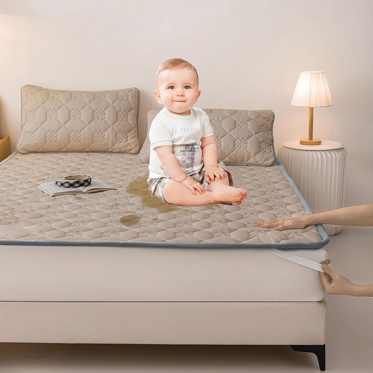 Mattress Protector – Ultra-Thin Breathable Bed Cover | Silent Dirt-Proof Bed Mattress Cover Washable for Home, Bedroom, Hotel (Khaki, King(78"x80"))