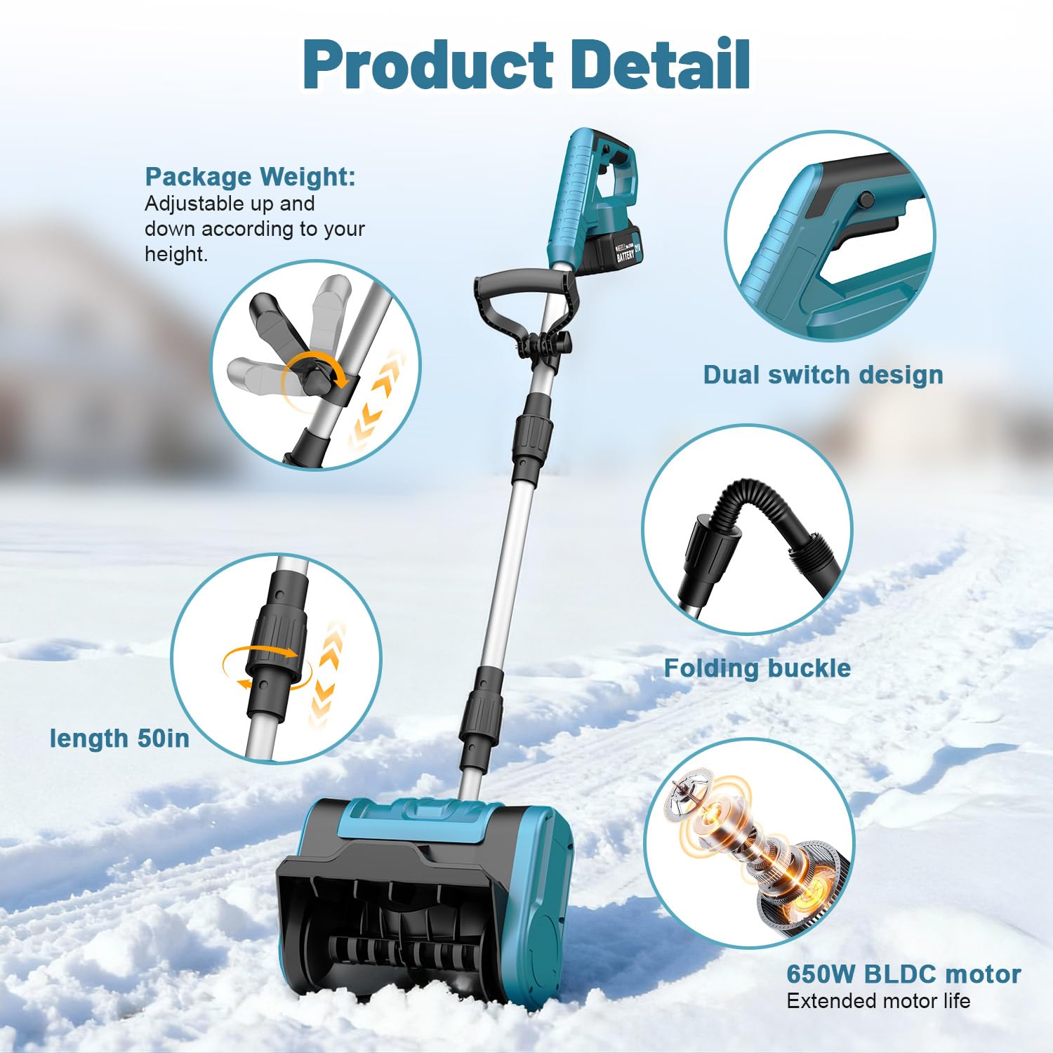 Fraise à Neige sans Fil 28cm Largeur de Travail 6M Distance de Projection avec 2 Batteries 3.0Ah pour Patio, Terrasse et Allée