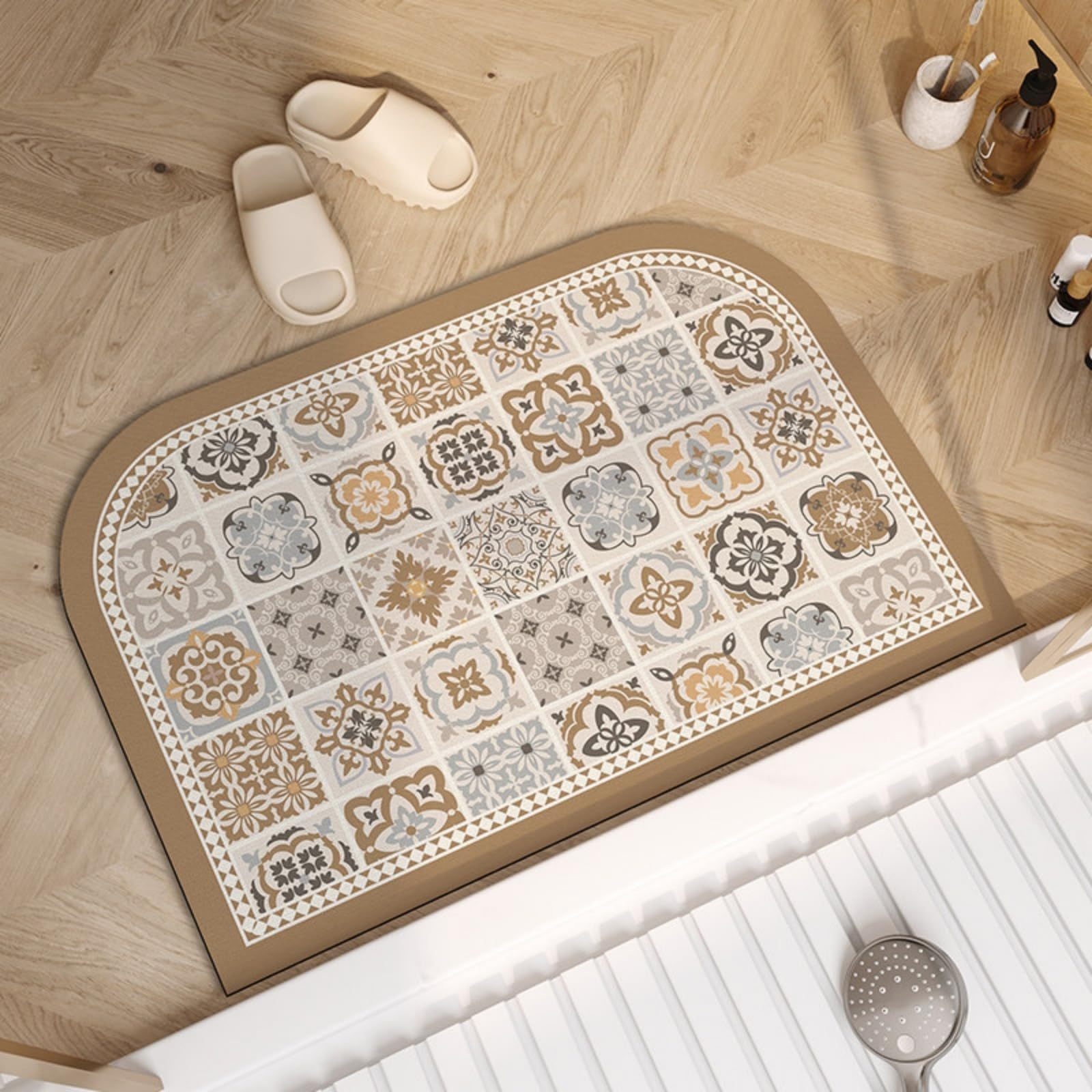 Tapis salle de bain terre de diatomée antidérapant jaune 40x60