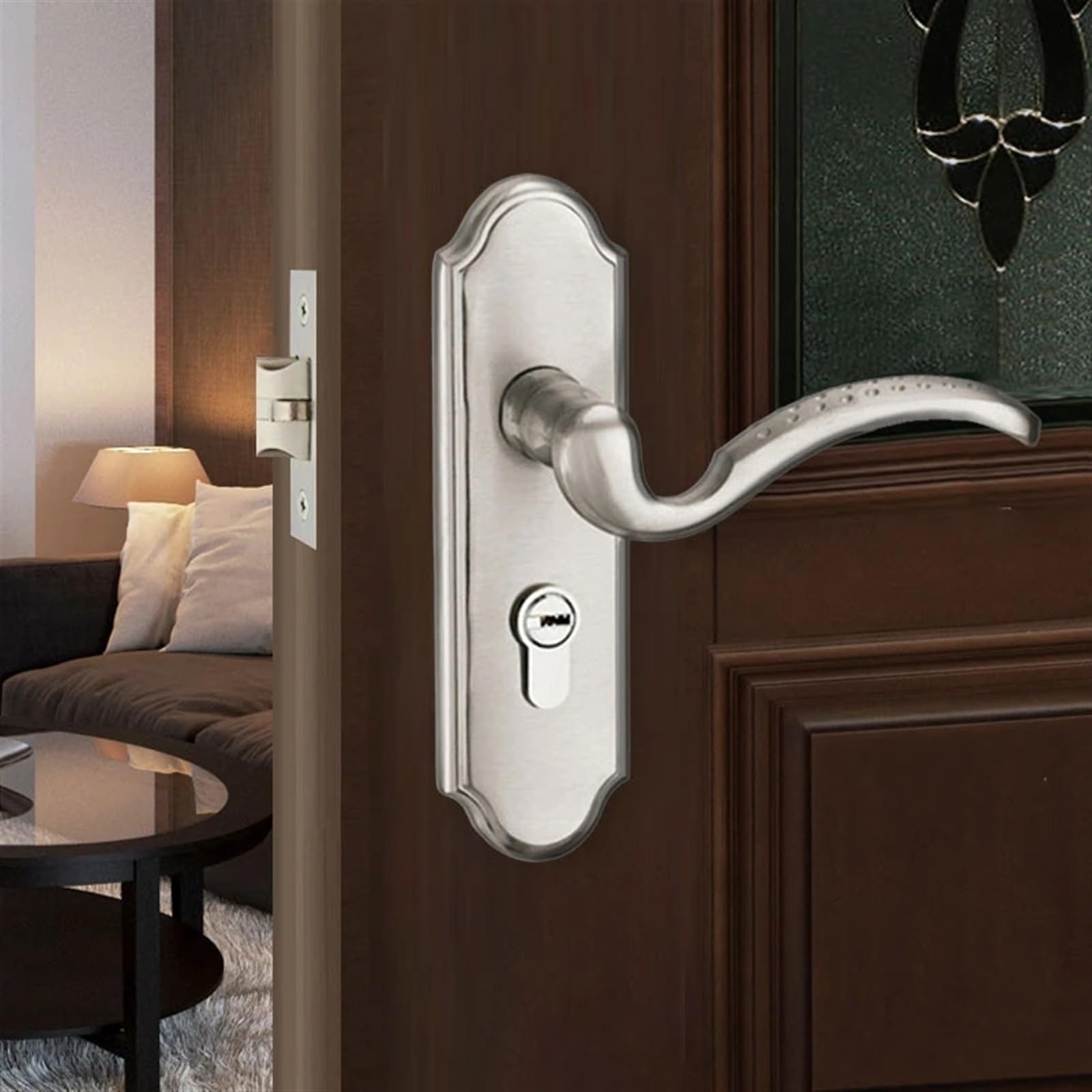 Manillas Para Puertas Cerradura de puerta lengüeta simple moderna for interiores casa, madera, manija universal for dormitorio, orificio aleación zinc