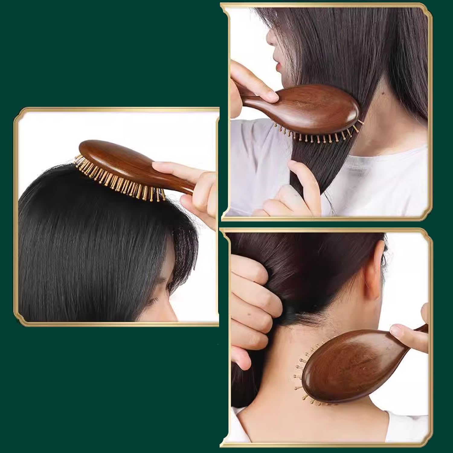 Cepillo para el Cabello, Peine Ovalado de Madera antiestático para masajes, Cepillo para el Cabello desenredante, cepillos masajeadores con cojín de Aire para Cabello Largo