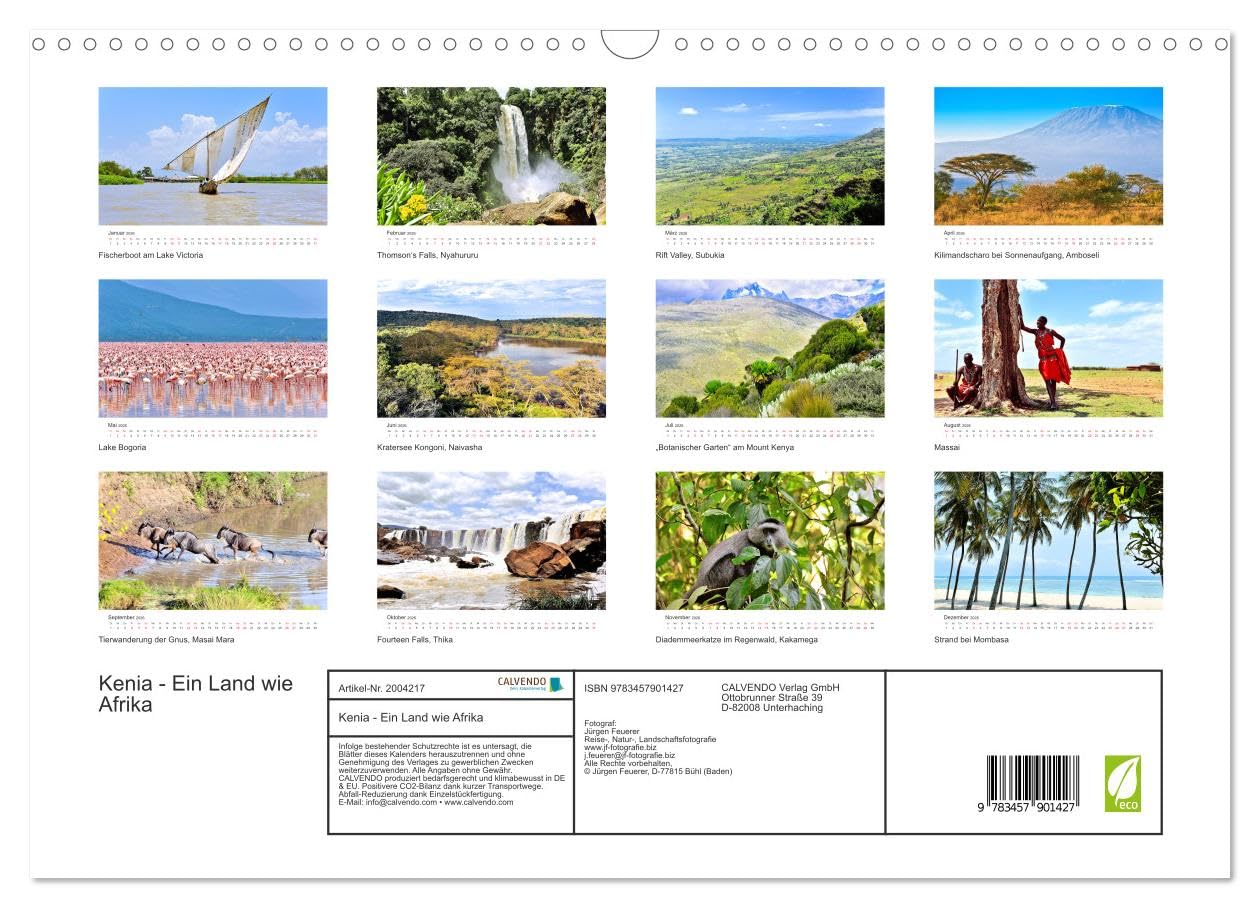 Kenia - Ein Land wie Afrika (Wandkalender 2026 DIN A3 quer), CALVENDO Monatskalender: Kenia, das Land in seinen Facetten (CALVENDO Orte)