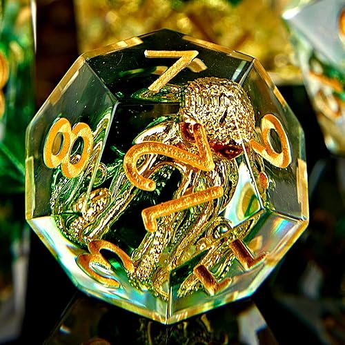 Miniatura 4 de Sharp Edge - Juego de dados DND hechos a mano, 7 accesorios dados para juegos TRPG de Calabozos y Dragones, RPG de múltiples caras, resina