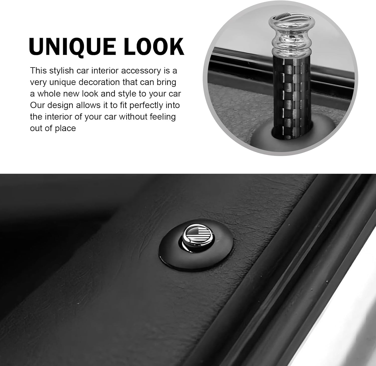 4PCS Car Door Lock Knobs, American Flag Lift Bolt Auto Inner Door Pull Pins, Carbon Fiber Decorative Door Lock Pull Pin Cap, Universal Car Interior Accessories for Most Vehicles Trucks(Black)